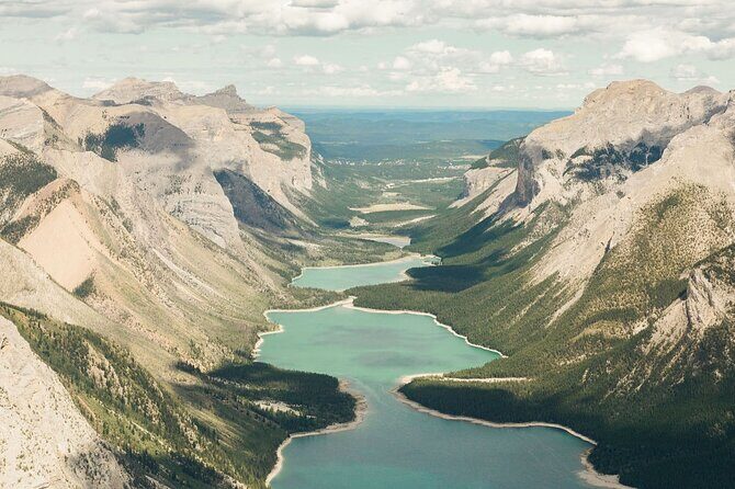 30 Minute Helicopter Tour over Lake Minnewanka, Banff - Stop 1: Lake Minnewanka and the Bankhead town now underwater