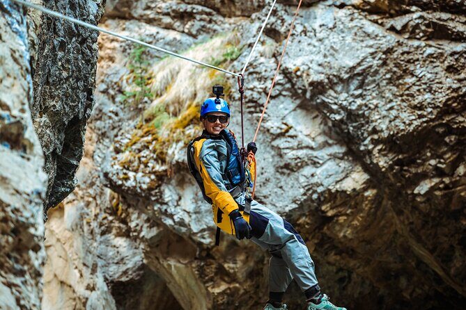 Adrenaline Aquatic Tour - The Main Event at Cline River: Rappels, Curved Rock, and Glacier-Water Float Time