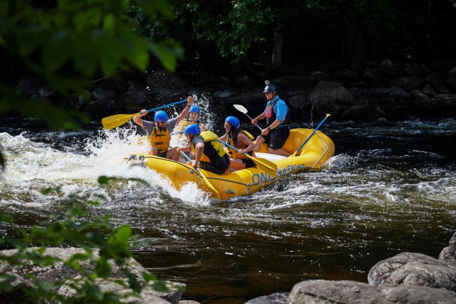 Adventure Rafting on the Madawaska River - The on-site rhythm: gear up, paddle practice, then go