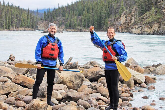 Athabasca Canyon Run Family Rafting: Class II Plus Rapids - Athabasca River in Motion: Athabasca Falls Behind You and Canyon Walls Ahead