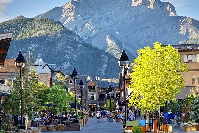 Banff Gondola Hot Springs Bow Falls and Three Lakes tour - Two Jack Lake: calmer vibes and views toward Mount Rundle