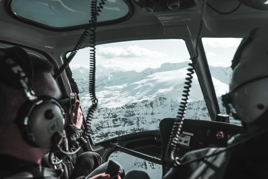 Banff/Jasper: Canadian Rockies Helicopter & Snowshoe Tour - Helicopter time choices and what the views look like from above