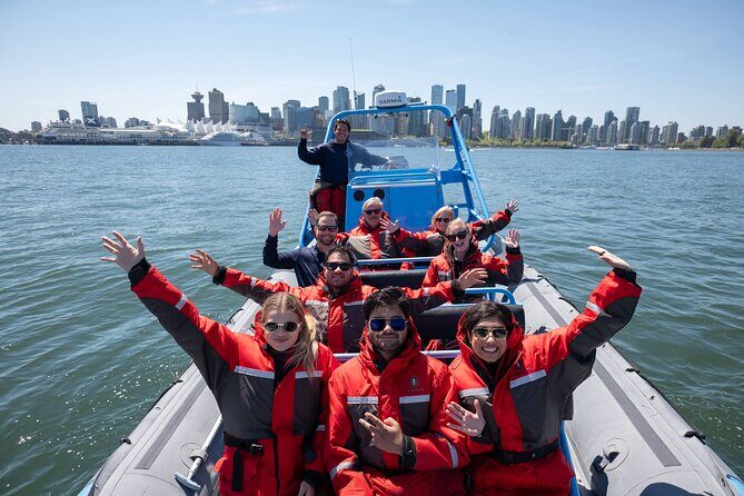 Bowen Island Dinner and Zodiac Boat Tour by Vancouver Water Adventures - Siwash Rock, major bridges, and the Lions Gate photo moment