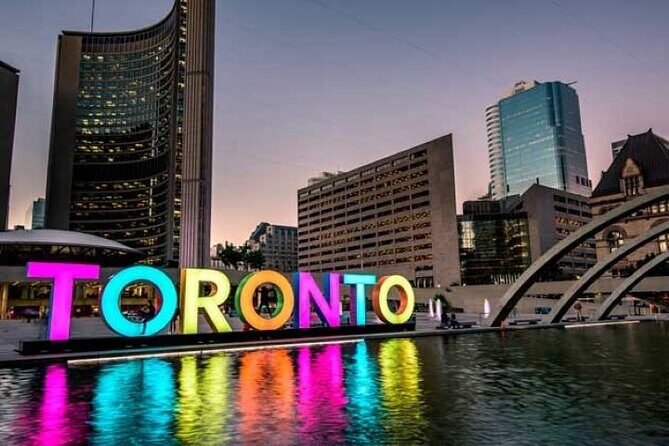 City Sightseeing Toronto Guided Night Bus Tour - Nathan Philips Square and the Toronto Sign Photo Moment