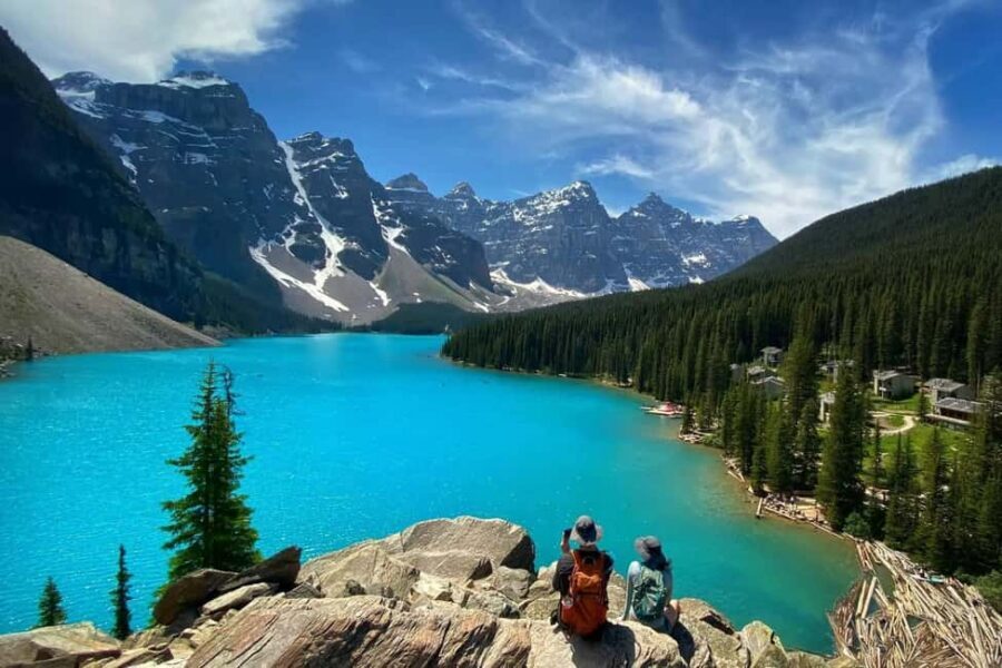 From Banff/Canmore: Moraine Lake, Lake Louise 1.5 hrs Each - Lake Louise stop: 90 minutes with the Fairmont Chateau in frame