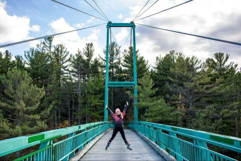 From Toronto: Killarney and French River Guided Day Hike - French River Conservation Area: suspension bridge sightseeing break