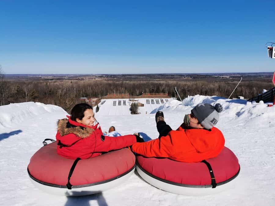 From Toronto: Snow Tubing and Snowshoeing or 1/2 Day Tubing - The switch from tubing to snowshoeing at Nottawasaga Bluffs