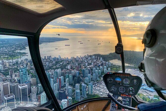 Helicopter Tour of Vancouver City (Depart SKY Hangar) - Downtown from the air: the water, bridges, and mountain edge