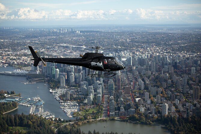 Helicopter Tour of Vancouver City (Depart SKY Hangar) - Lions Gate Bridge overflight: the Guinness family bridge from above