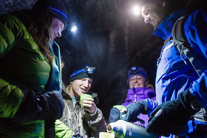 Johnston Canyon Evening Icewalk - The Turnaround: Hot Chocolate, Maple Cookies, and Ice Encasing Water