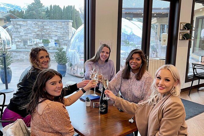 Kelowna Bachelorette Wine Tour Full Day Guided With 5 Wineries - Volcanic Hills Estate Winery: patio time and a tasting finish