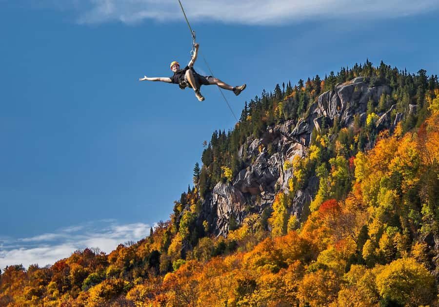 Mont-Catherine: Ziplines & Hike near Mont-Tremblant - The zipline course: 3,000 feet high and 2,132 feet above the treetops