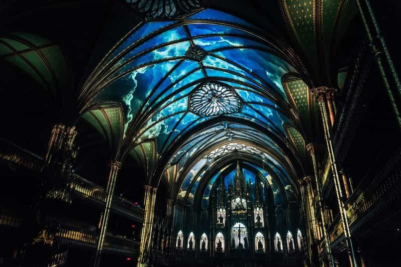Montreal: AURA Experience at Notre-Dame Basilica and Cruise - Olympic Stadium, Biosphere, and Jacques Cartier Bridge: how the guide helps you see the dots