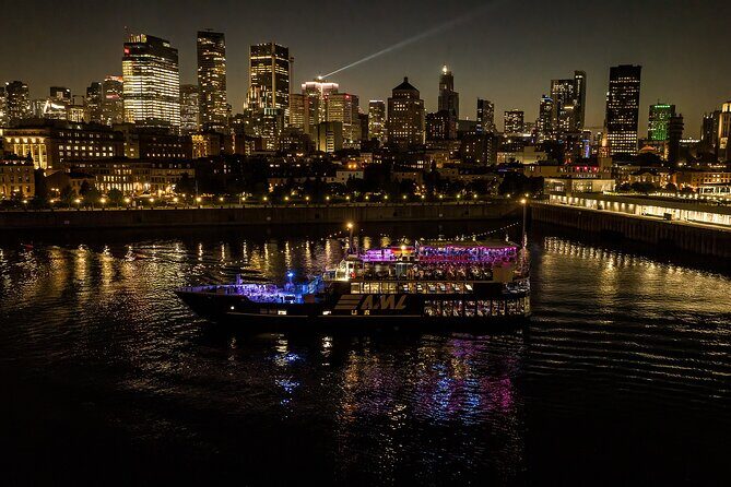 Montreal: Evening cruise with DJ - Montreal Olympic Park and the Tour de Montréal at Night
