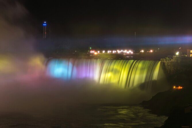 Niagara Falls Evening Tour with Boat, Dinner & Illumination Tower - Illumination Tower: changing the waterfall colours yourself