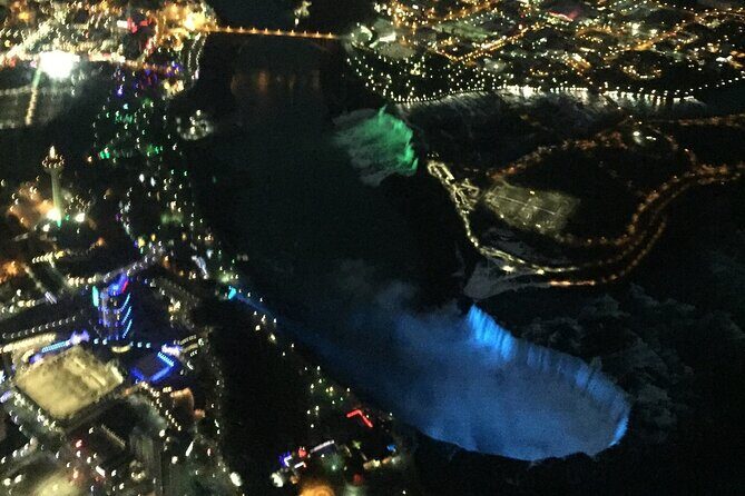 Niagara Helicopters Winter Lights at Night Tour - Skylon Tower and Queen Victoria Park: the quick orientation moment