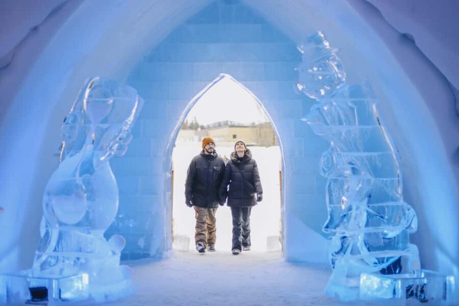 Quebec City: Hôtel de Glace (ice hotel) Overnight Experience - Your late-afternoon base at Valcartier: the warm strategy