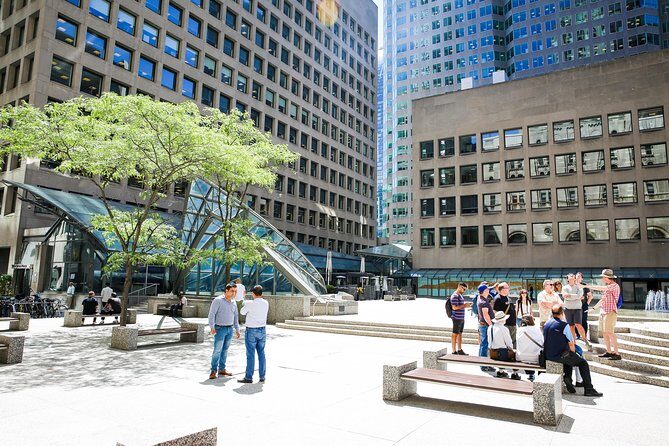 Toronto Essentials Tour: Old Town & Downtown Highlights (PWYC) - Berczy Park dog fountain and St. James Cathedral: old Toronto’s heart