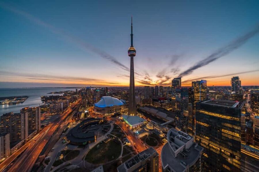 Toronto Highlights Walking Tour with Tower Entry - Inside the CN Tower: elevator ride, Look Out Level, and the glass-floor thrill