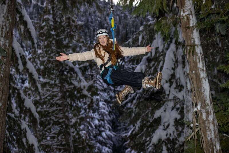 Whistler: 2-Hour Evening Zip Line Adventure - The course: 4 ziplines, 4 treetop bridges, and lights that show up at dusk